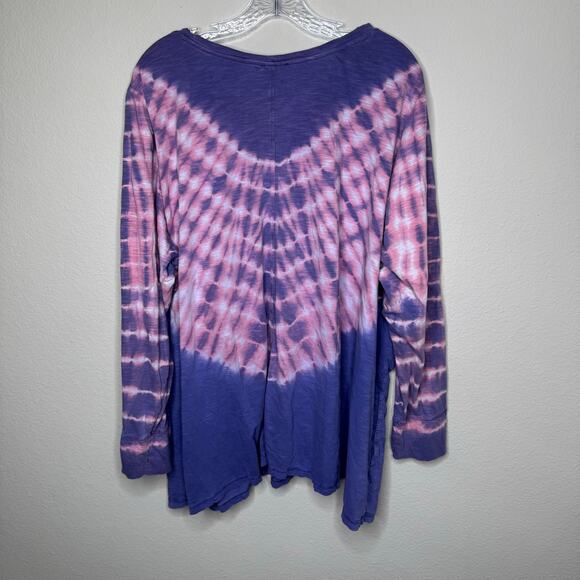 LOGO by Lori Goldstein 4X Purple Pink Tie Dye Long Sleeve Cotton‎ Tunic Top - Picture 4 of 8